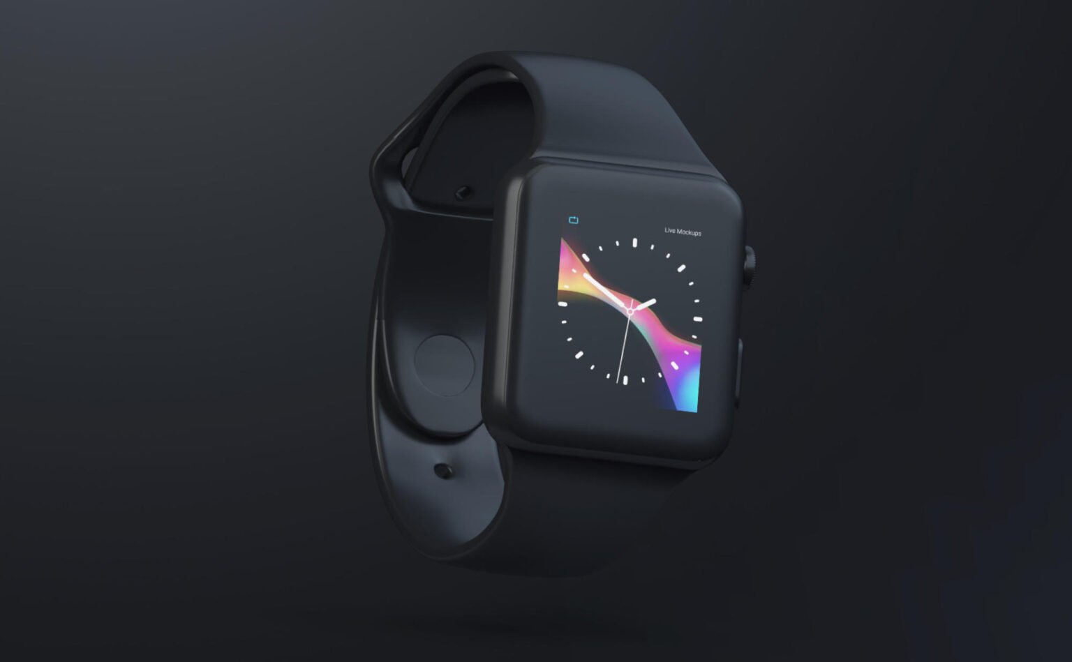 Apple Watch mockup in a black clay style