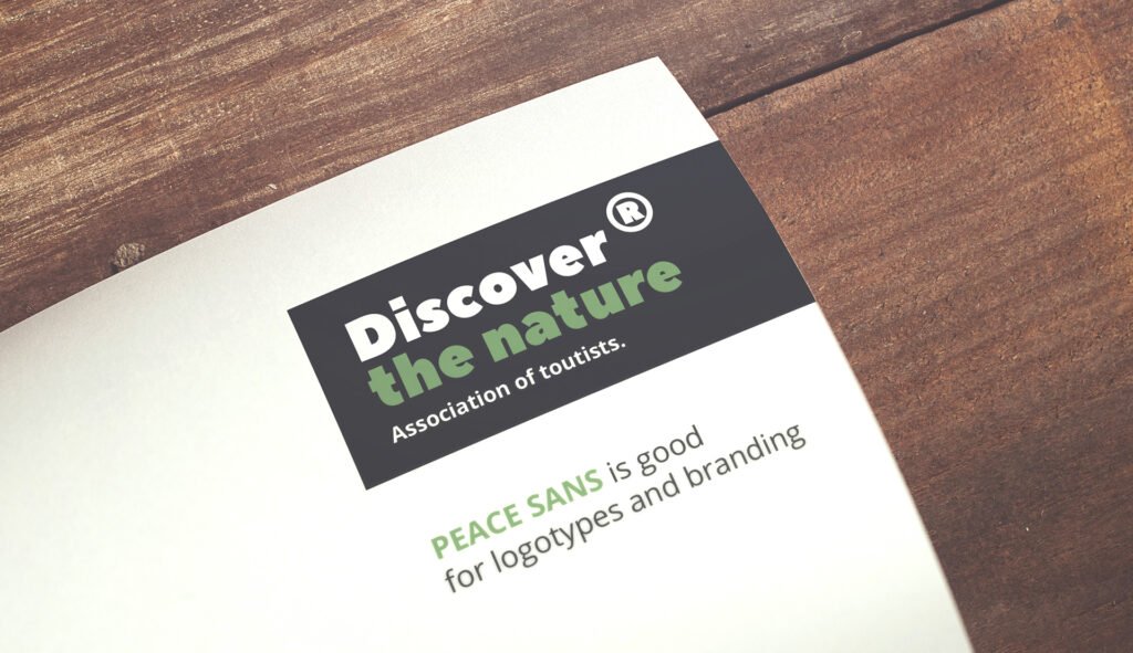 Example of a printed page using Peace Sans Font with the title "Discover the nature"