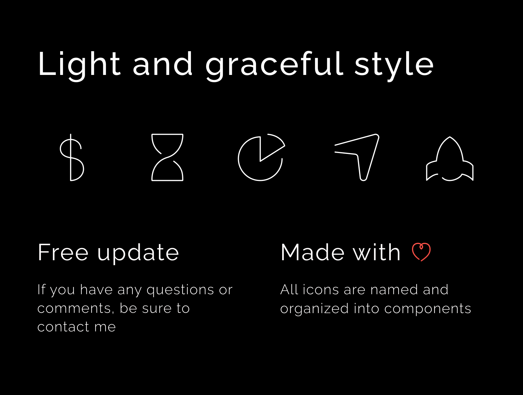 Unoline icons presentation that says 'Light and graceful style'