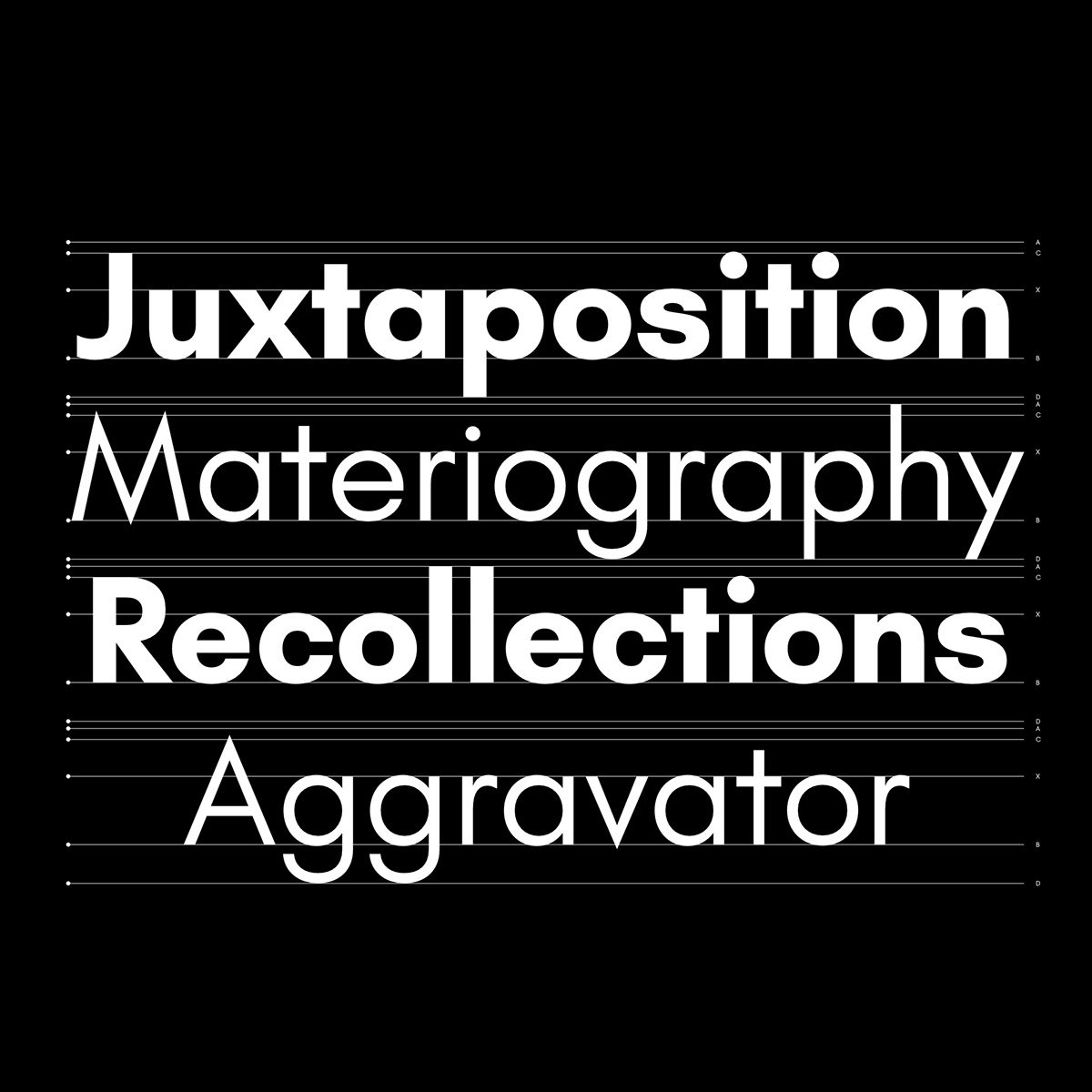 Alignments and weights of the Glacial Indifference font